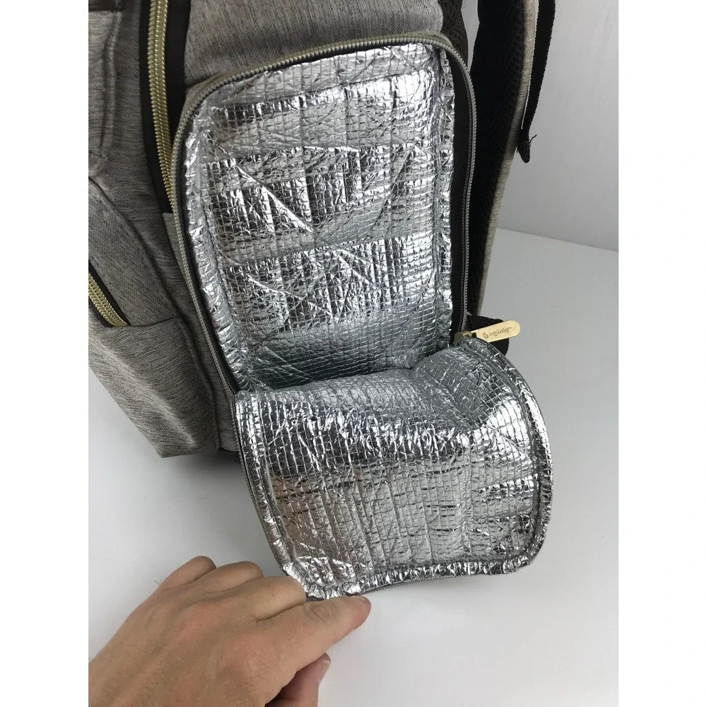 Ergobaby Babyboom Diaper Backpack‎ Gray Insulated Pockets Travel Bag